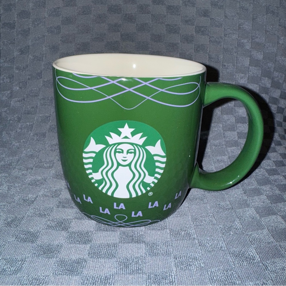 Starbucks Green Ceramic Mug Fa La La La La